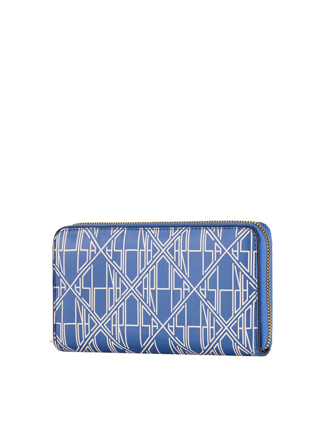 

CARPISA Women Blue Checked Printed Zip Around Wallet