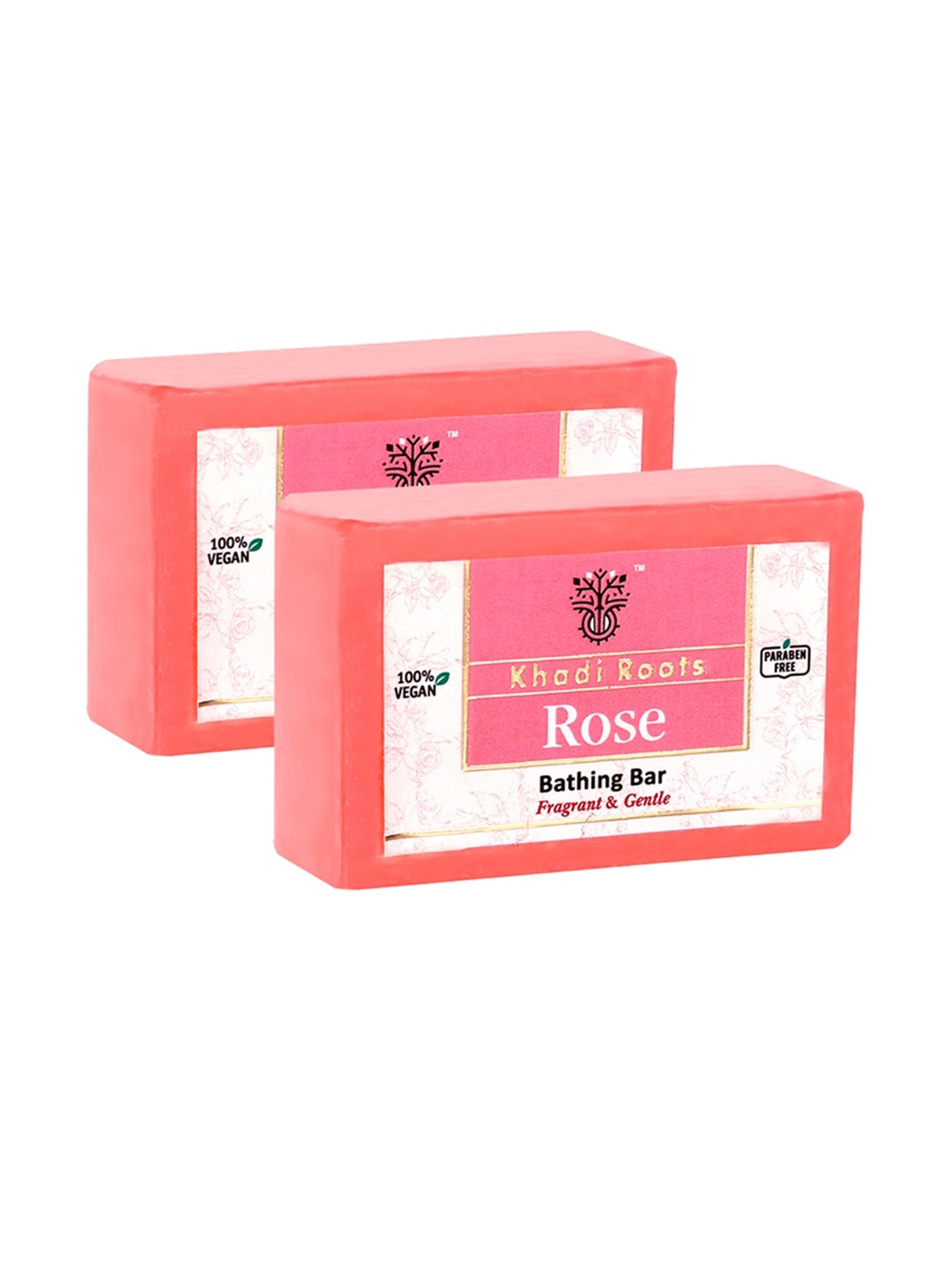 

Khadi Roots Pack Of 2 Rose Handmade Bathing bar 250gm, Pink