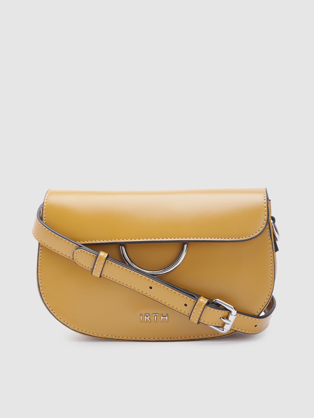 

IRTH Structured Honeycomb Sling Bag, Mustard