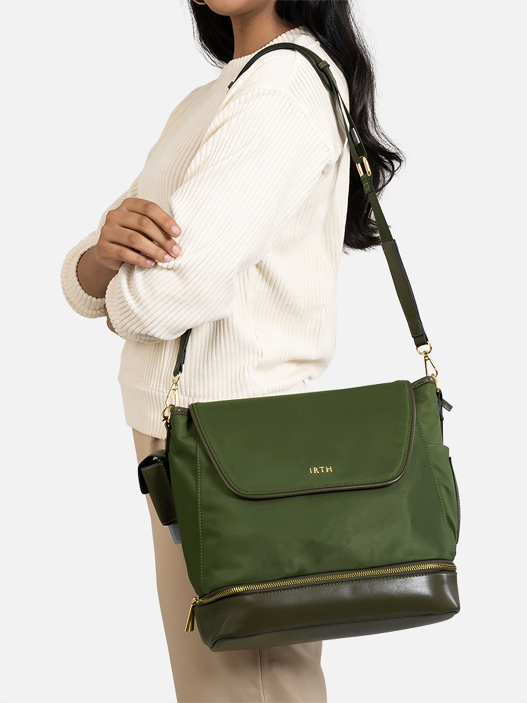 

IRTH Structured Shoulder Bag, Olive