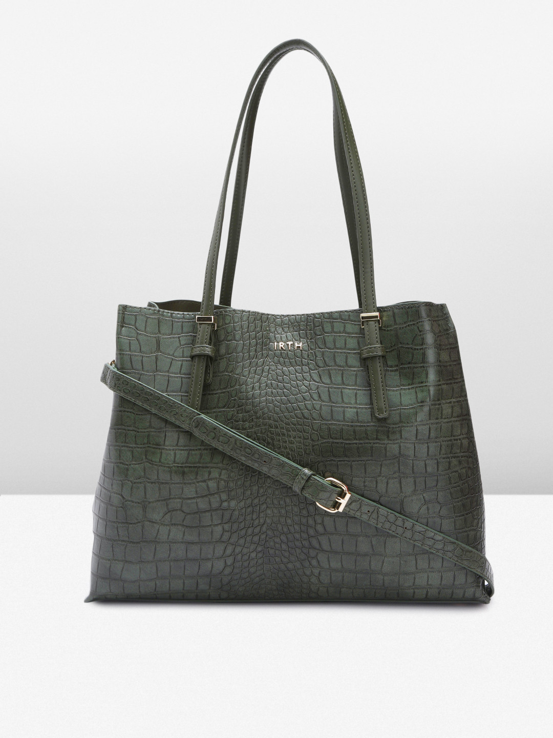 

IRTH Animal Textured Structured Shoulder Bag, Green