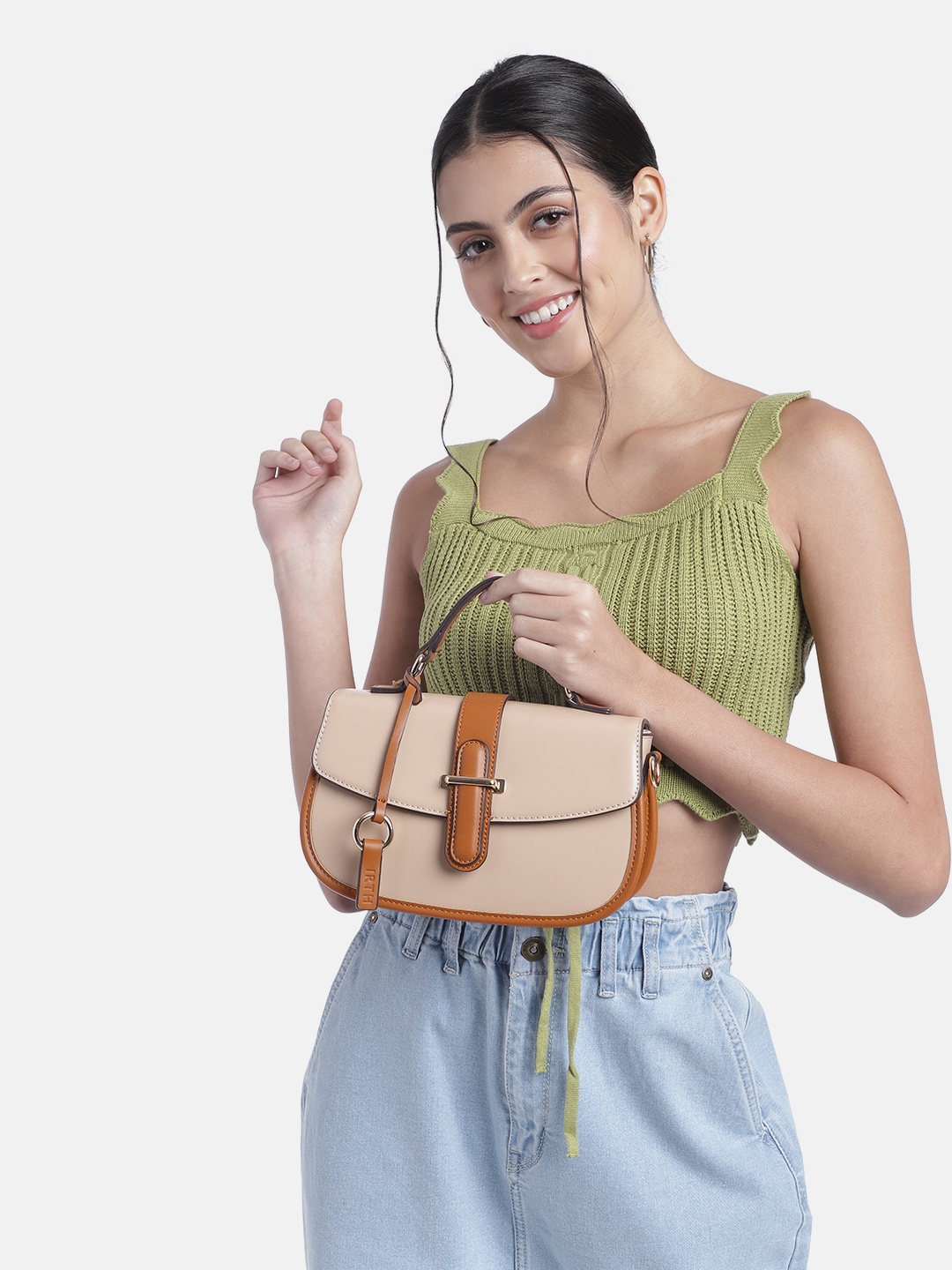 

IRTH Structured Sling Bag, Nude