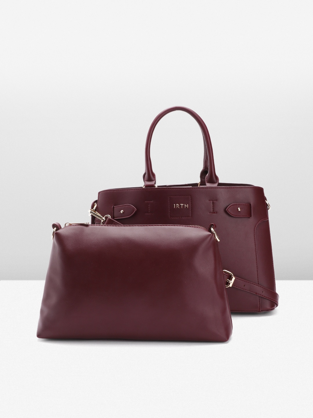 

IRTH Dark Cherry Solid Hand Held Bag, Burgundy