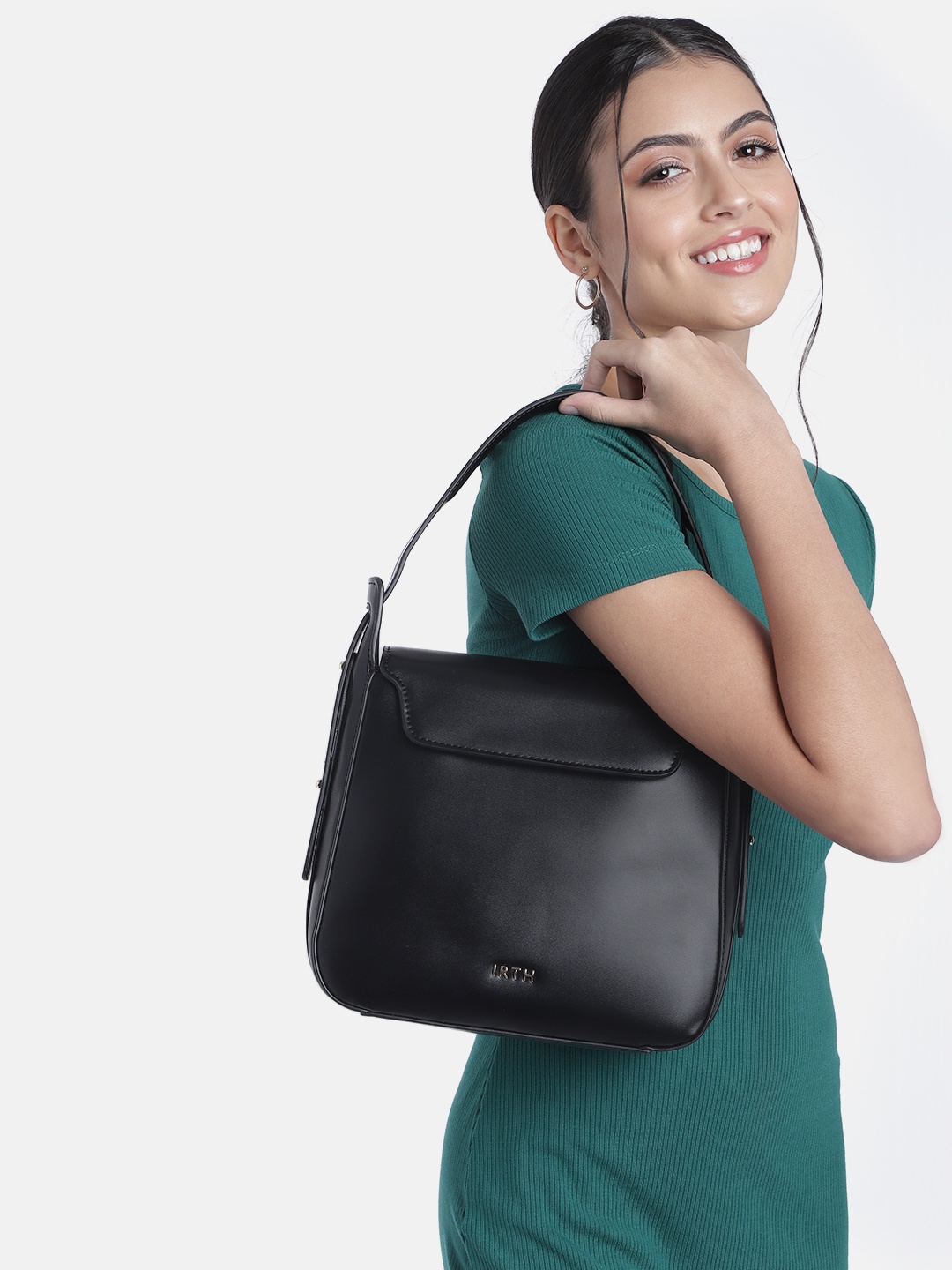 

IRTH Women Structured Shoulder Bag, Black