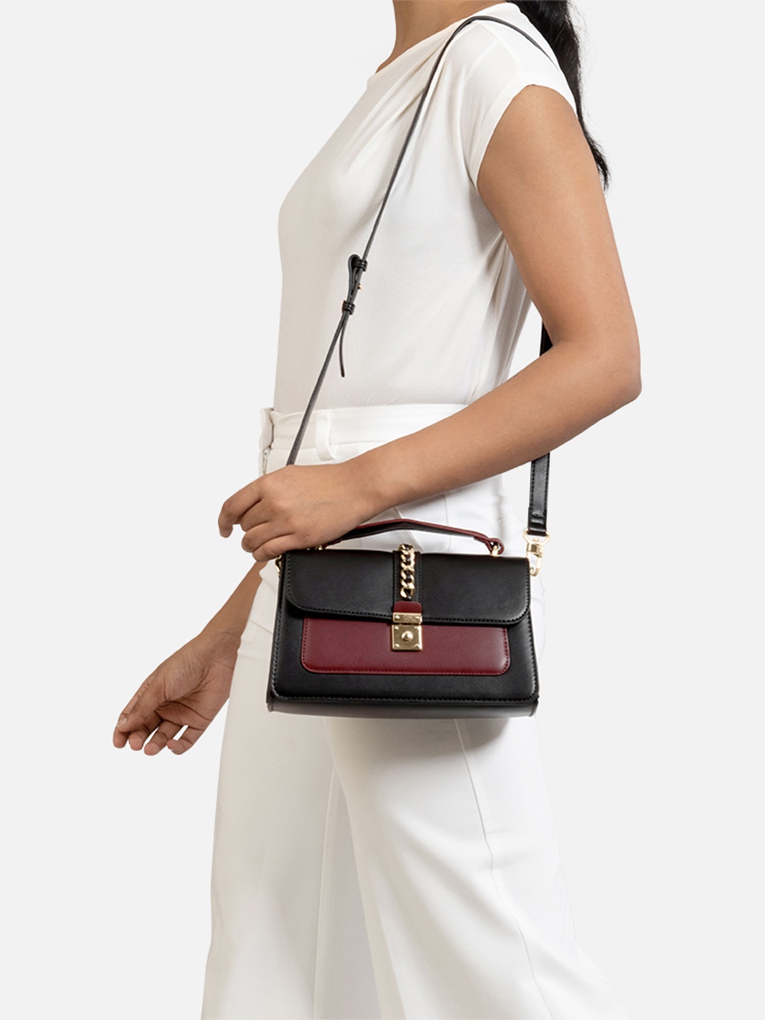 

IRTH Colourblocked Structured Satchel, Black