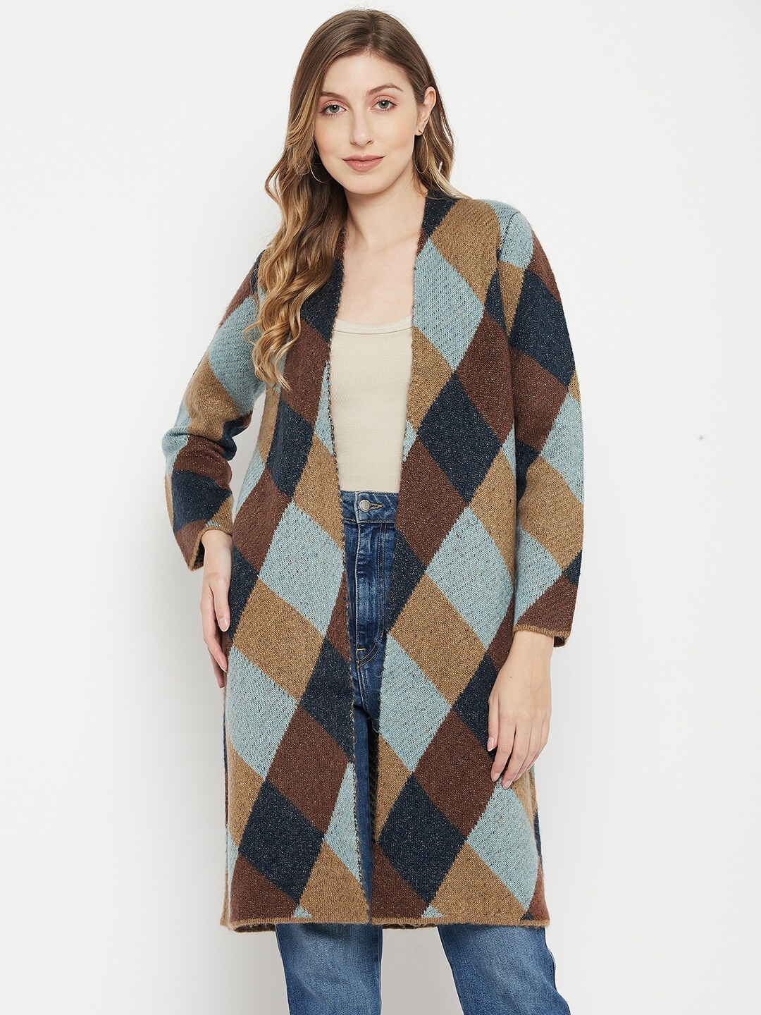 

Madame Women Navy Blue & Brown Checked