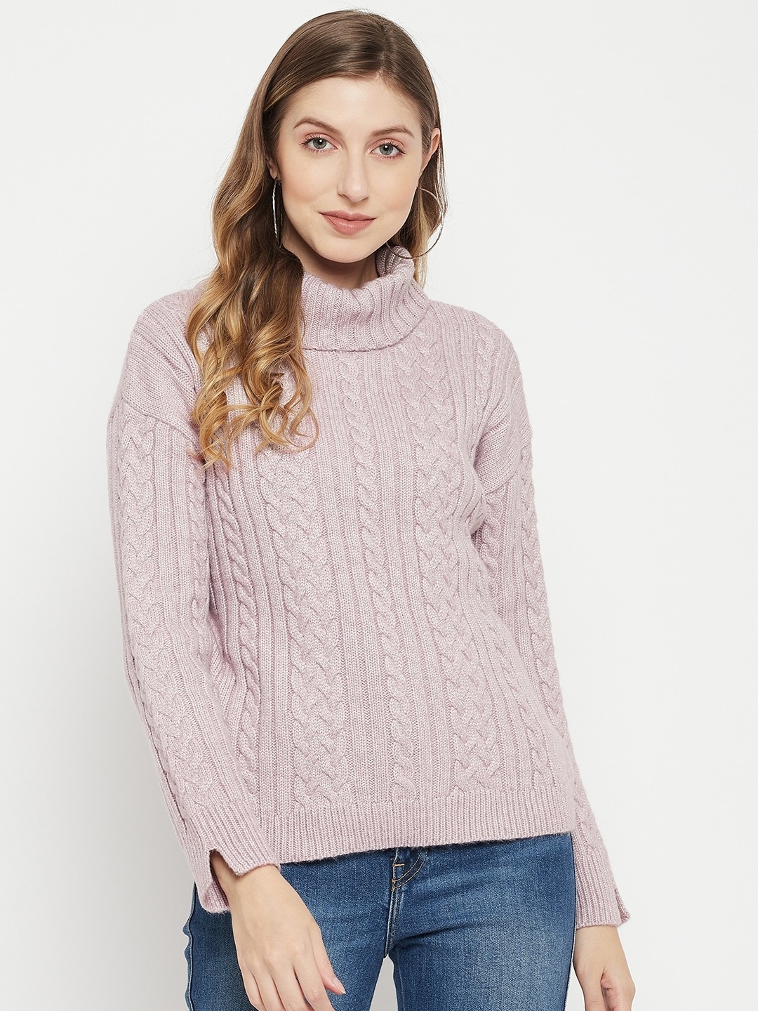 

Madame Women Mauve Cable Knit Pullover
