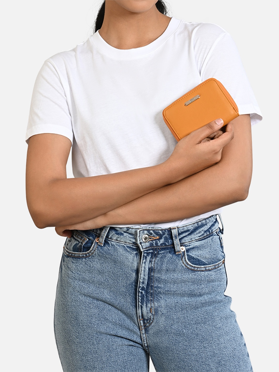 

IRTH Women Solid Zip Around Wallet, Mustard