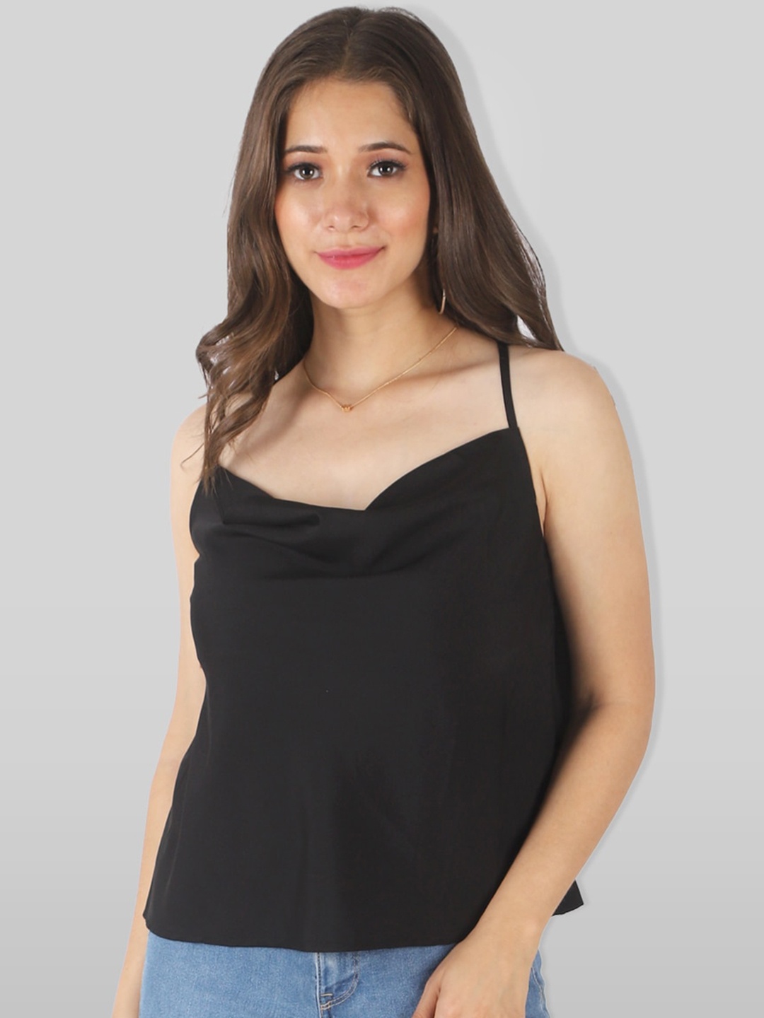 

PRETTY LOVING THING Black Solid Shoulder Strap Top