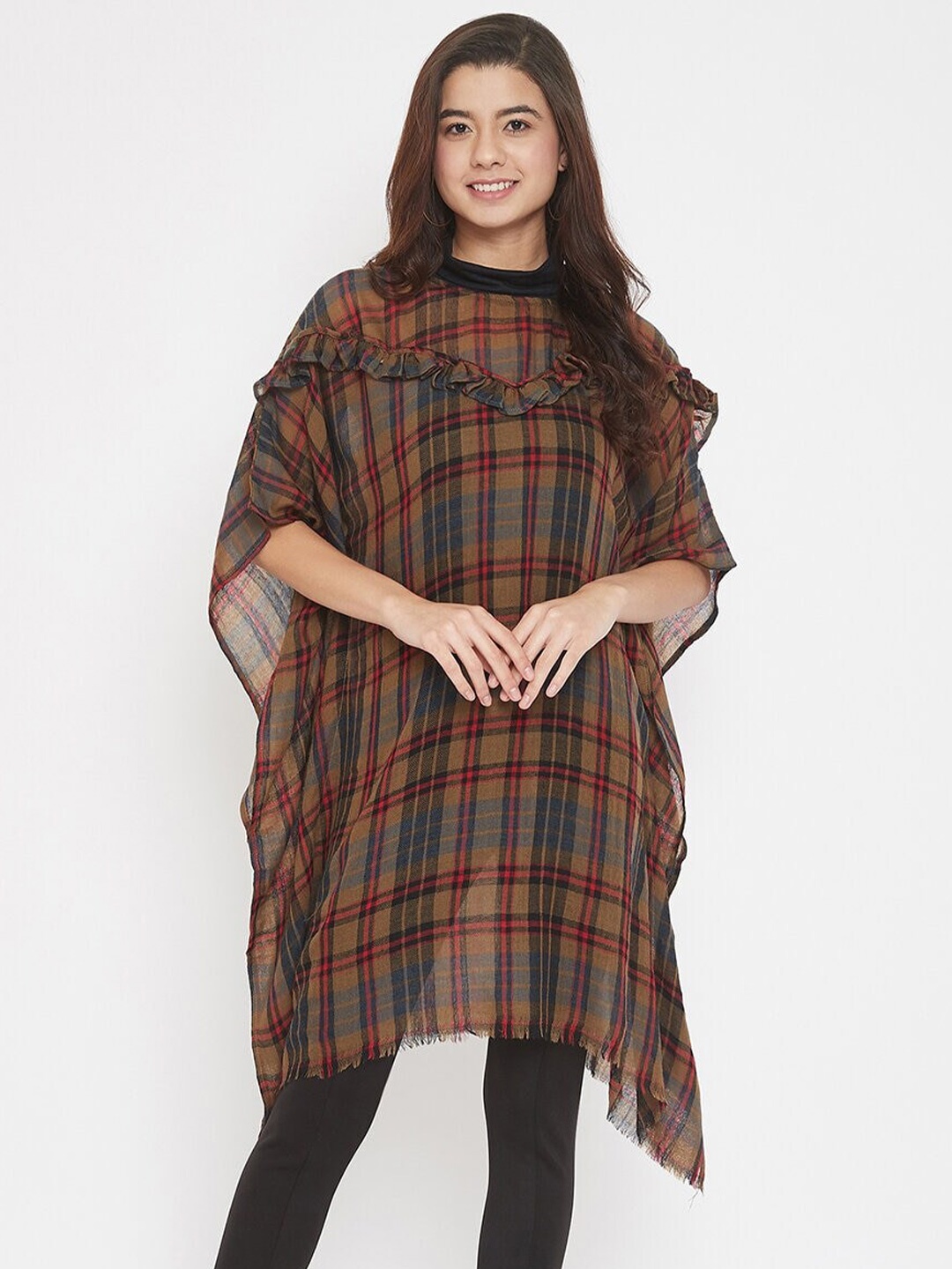 

The Kaftan Company Brown & Red Shirt Collar Tunic