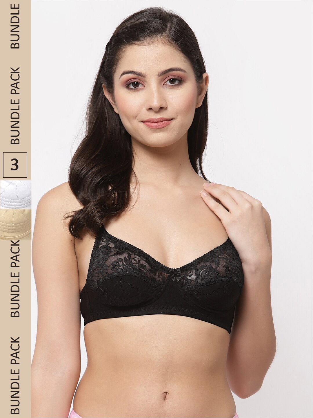 

College Girl Black & White Non-Wired Bralette Bra
