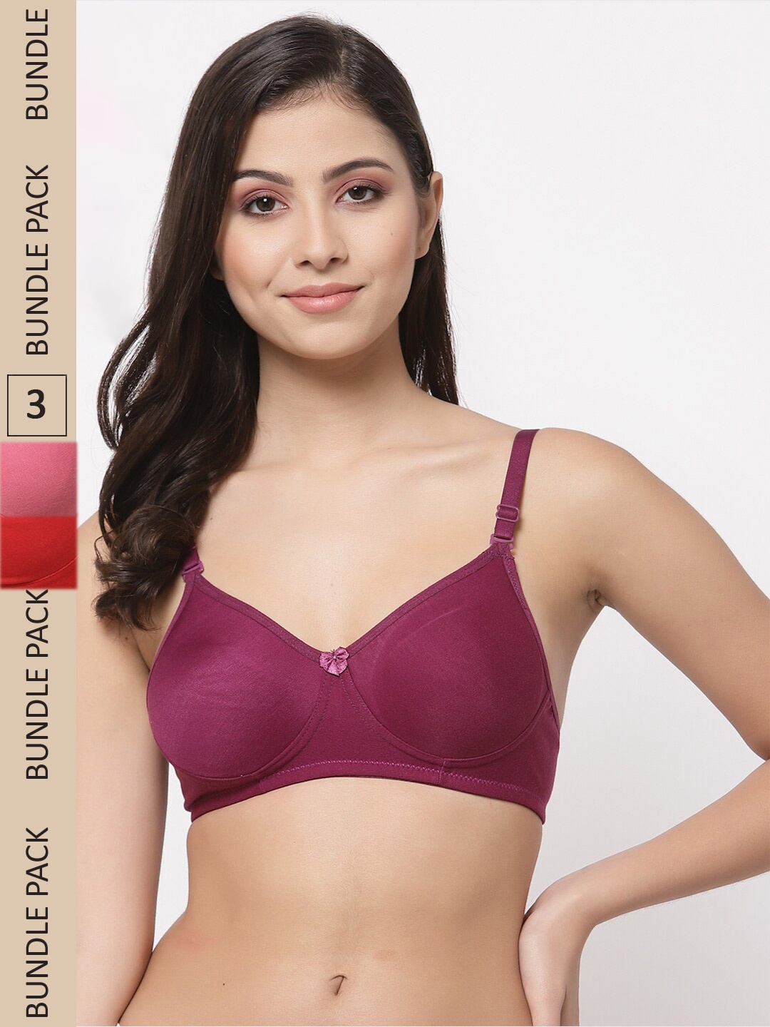 

College Girl Burgundy & Peach-Coloured Bra