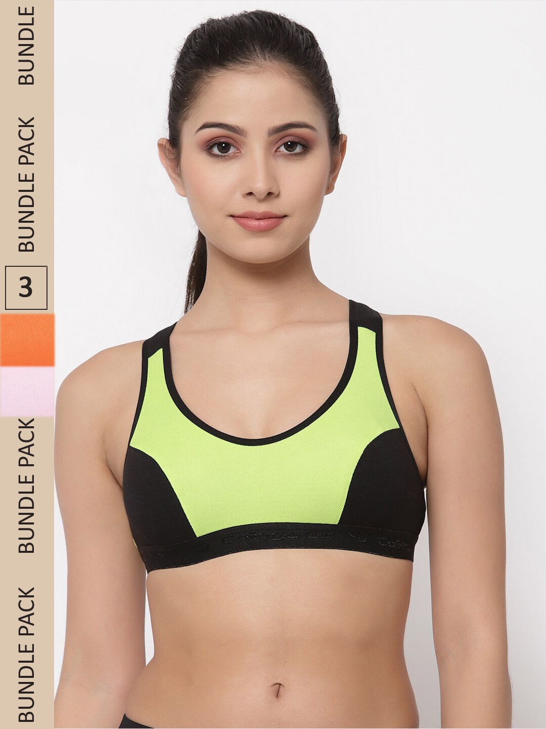 

College Girl Orange & Green Bra