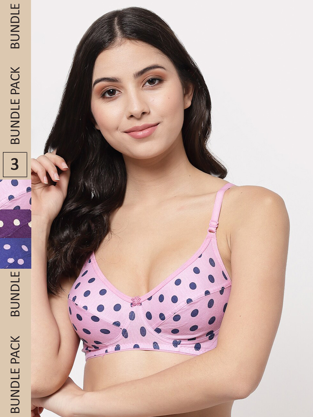 

Docare Women Pink & Purple Pack Of 3 Cotton Bra