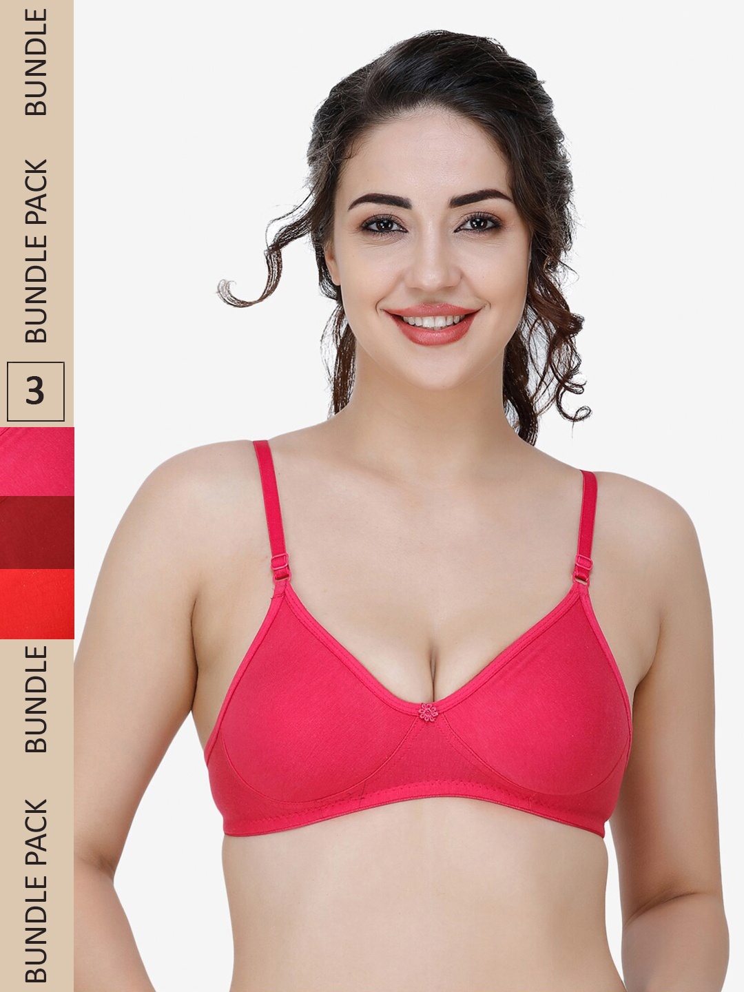 

Docare Women Red & Maroon Pack Of 3 Cotton Bra