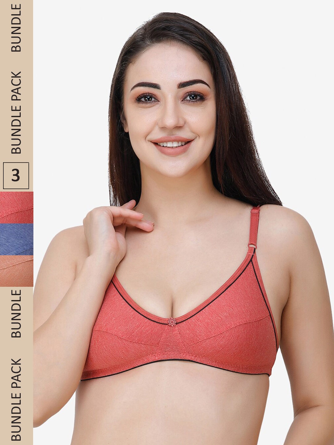 

Docare Pack Of 3 Cotton Bra, Coral