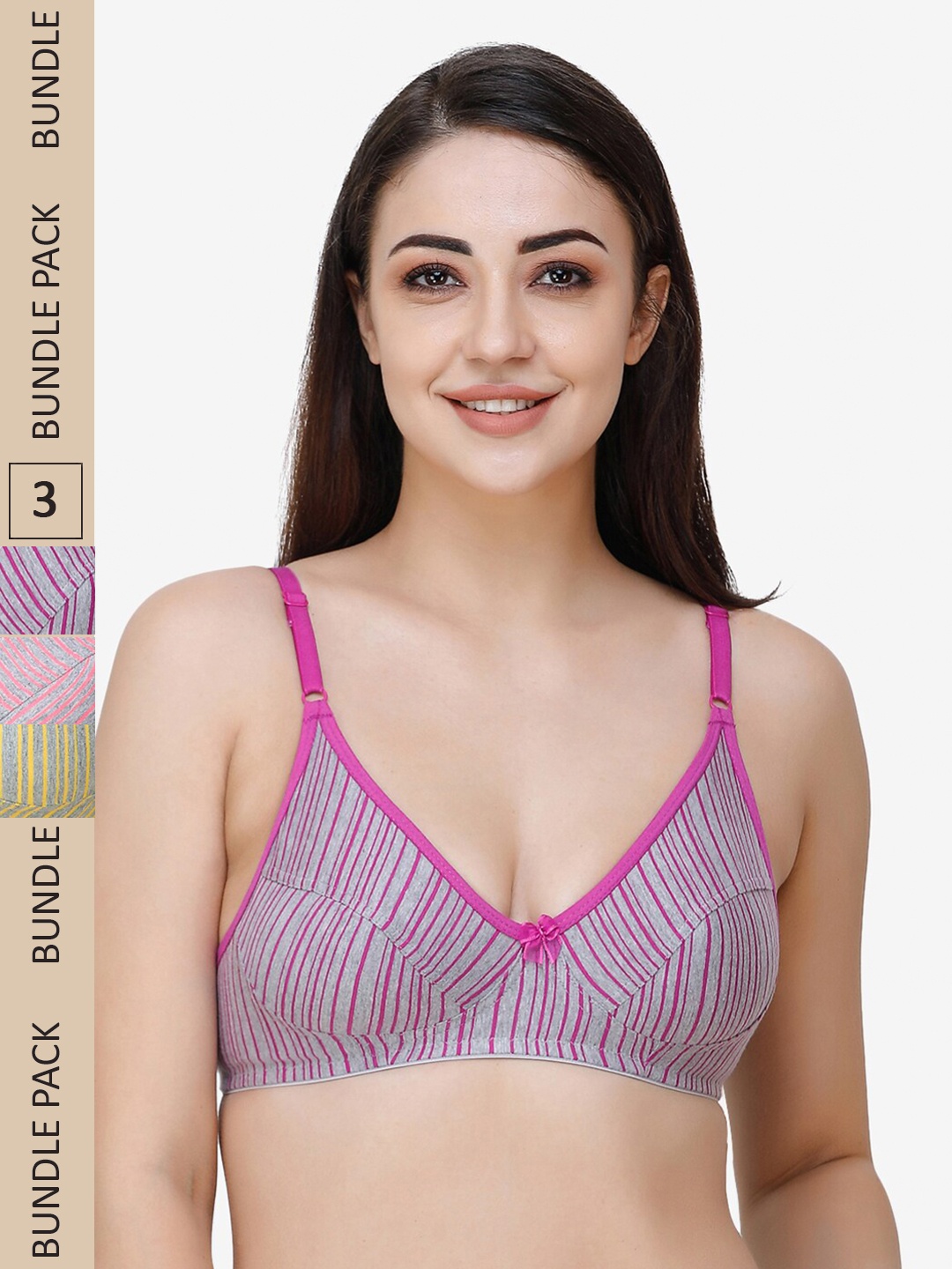 

Docare Pack Of 3 Cotton Bra, Pink