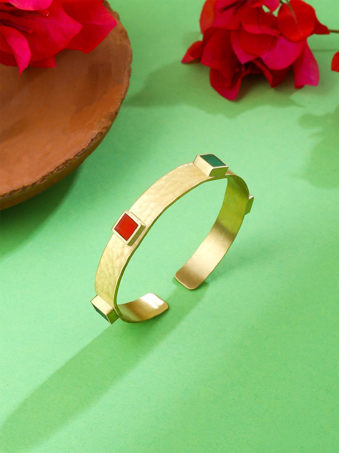 

Yellow Chimes Women Gold-Toned & Red Gold-Plated Cuff Bracelet