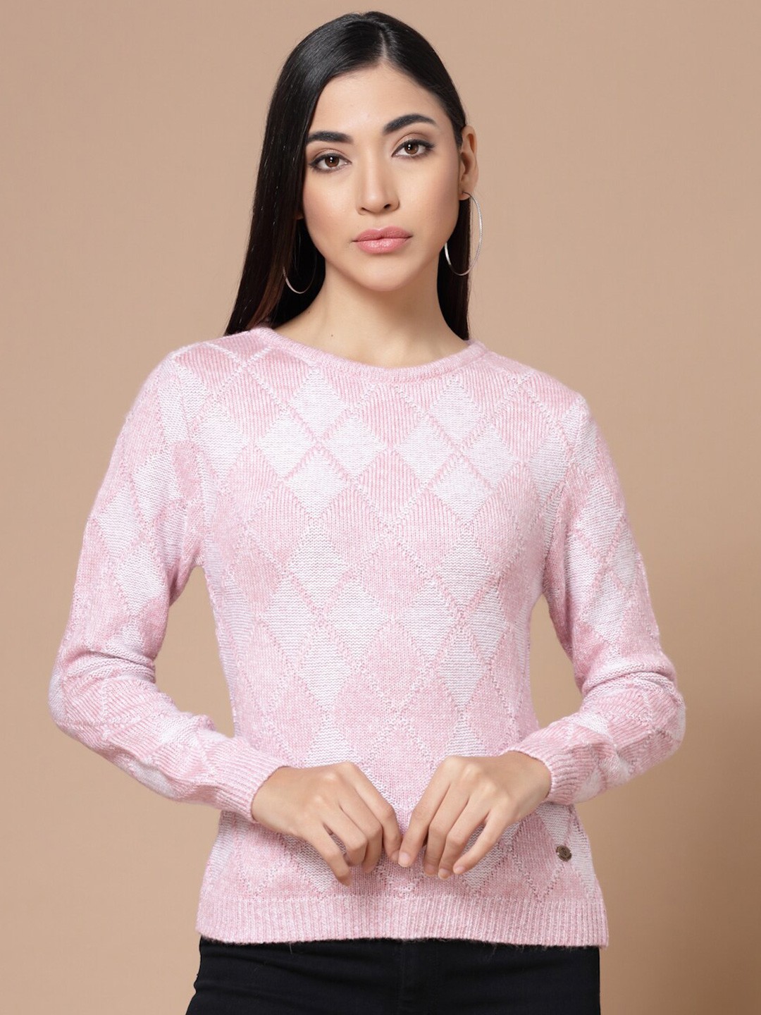 

Wool Trees Women Pink & White Cardigan