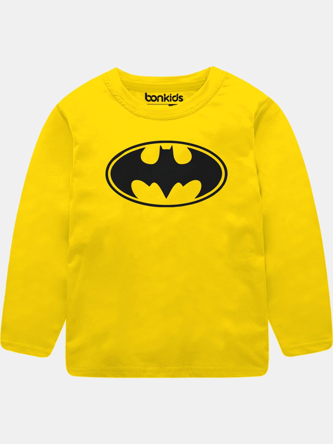 

BONKIDS Boys Yellow Batman Printed Cotton T-shirt