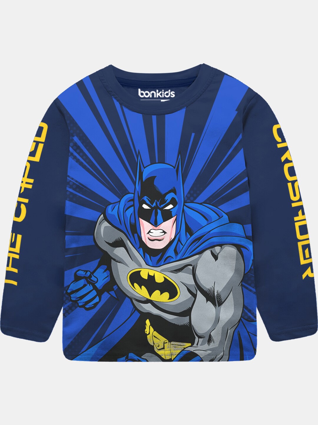 

BONKIDS Boys Navy Blue Batman Printed Cotton T-shirt