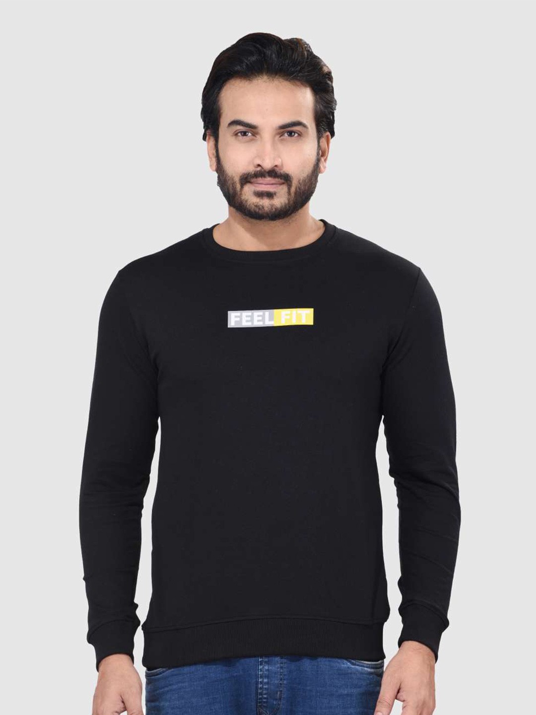 

ACTIMAXX Men Black Printed Cotton Sweatshirt