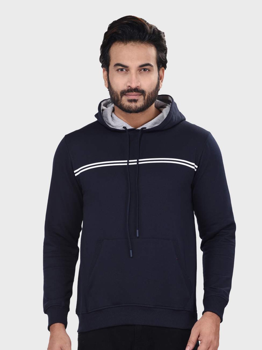 

ACTIMAXX Men Navy Blue Cotton Hooded Sweatshirt