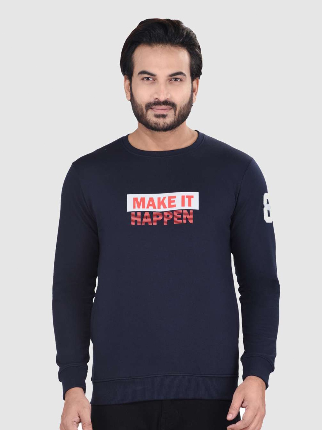 

ACTIMAXX Men Navy Blue Printed Cotton Sweatshirt