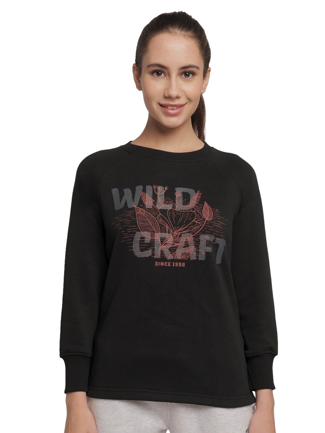 

Wildcraft Women Black Printed Sweatshirt