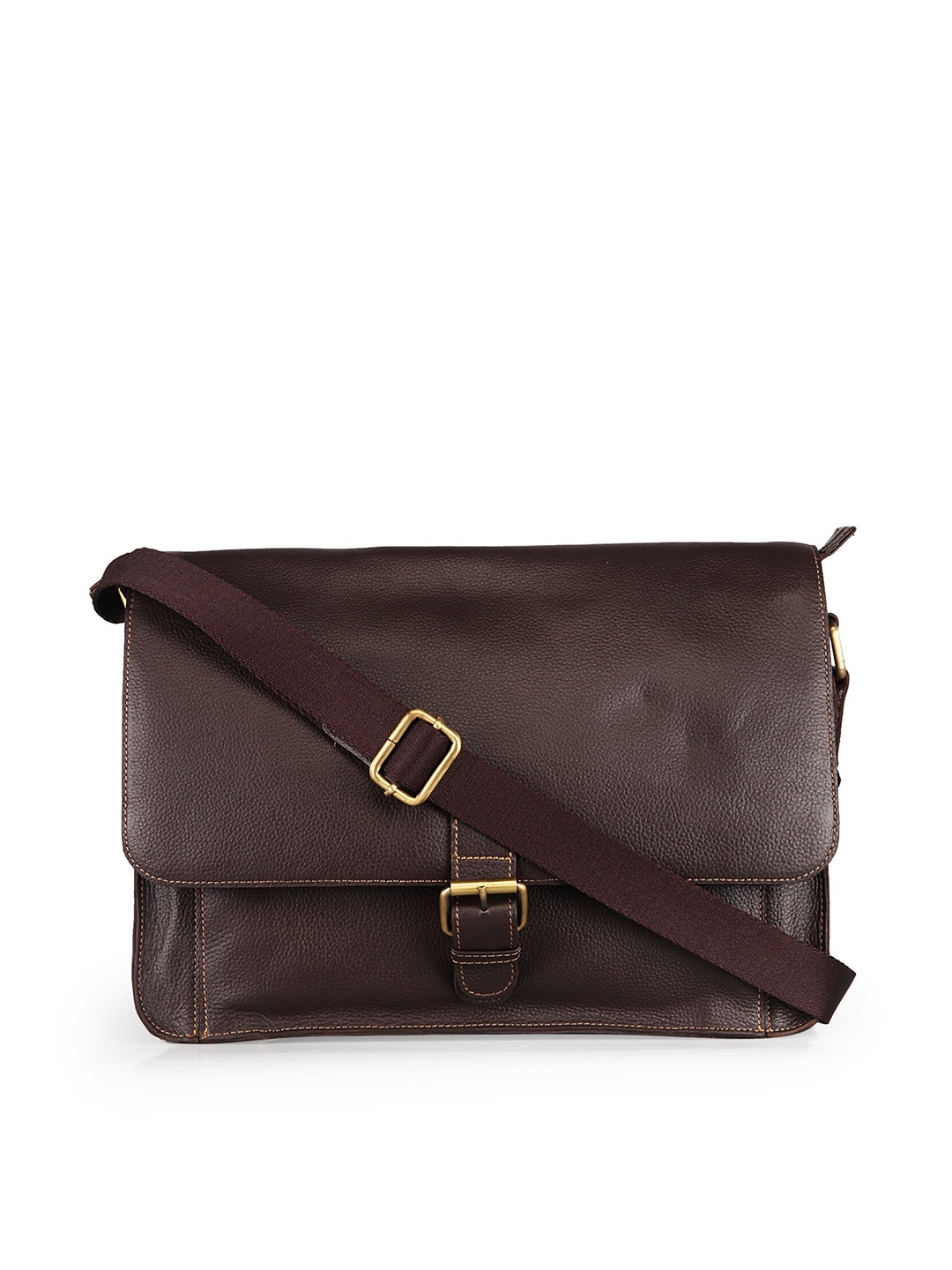 

GENWAYNE Men Brown Leather Laptop Bag