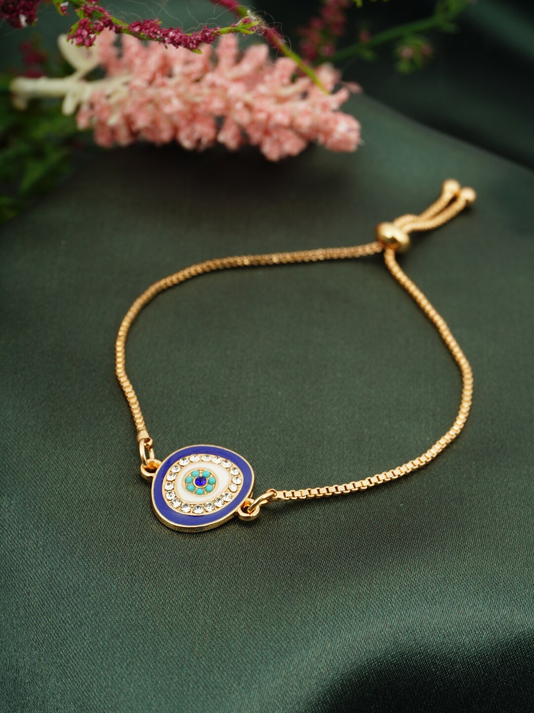 

Ferosh Women Gold-Toned & Blue Gold-Plated Charm Bracelet