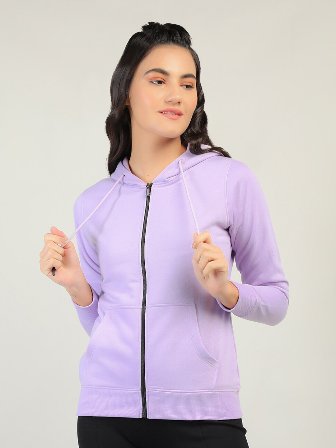 

Plagg Women Purple Hooded Fleece Sweatshirt