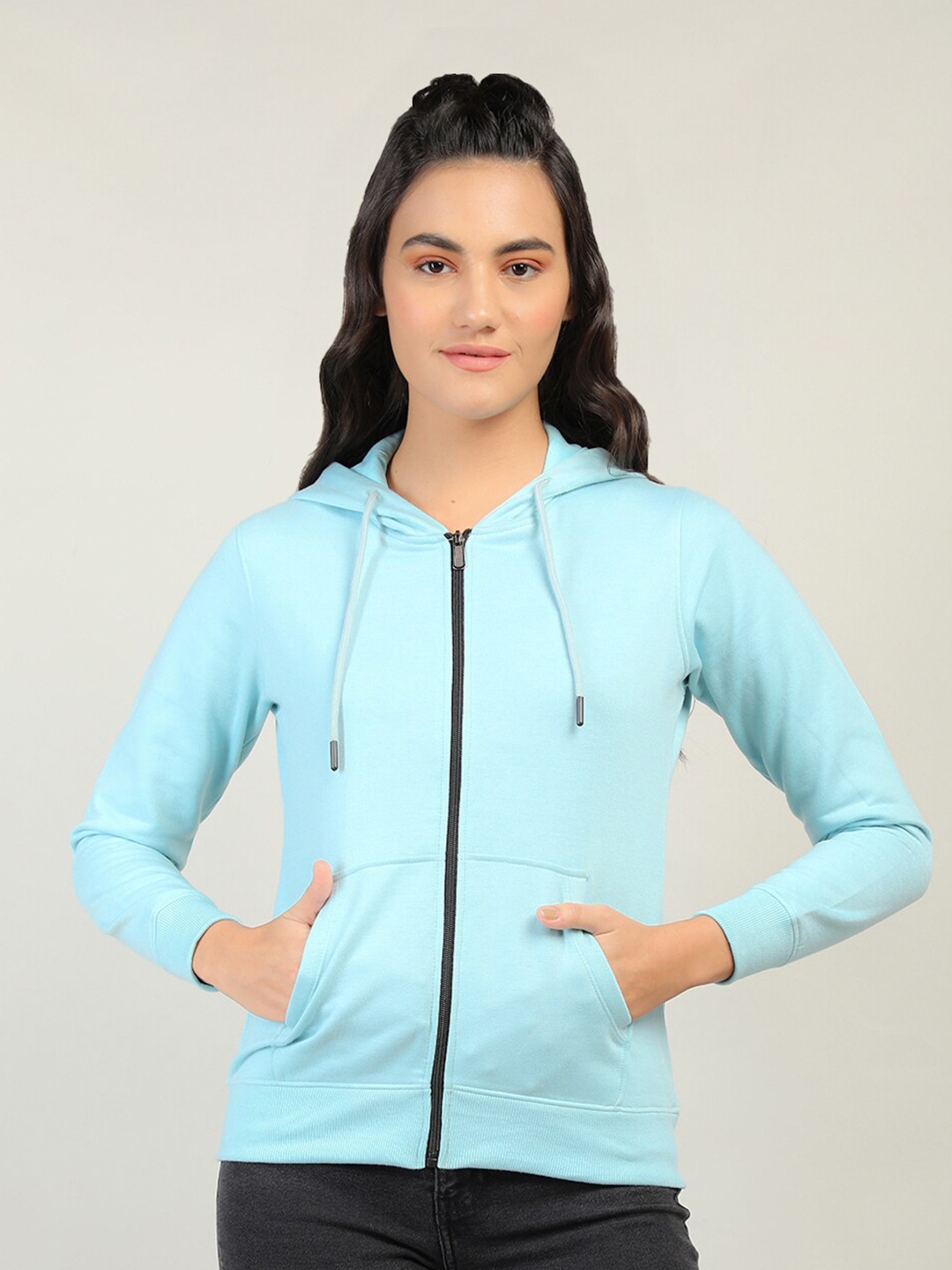 

Plagg Women Blue Hooded Fleece Sweatshirt