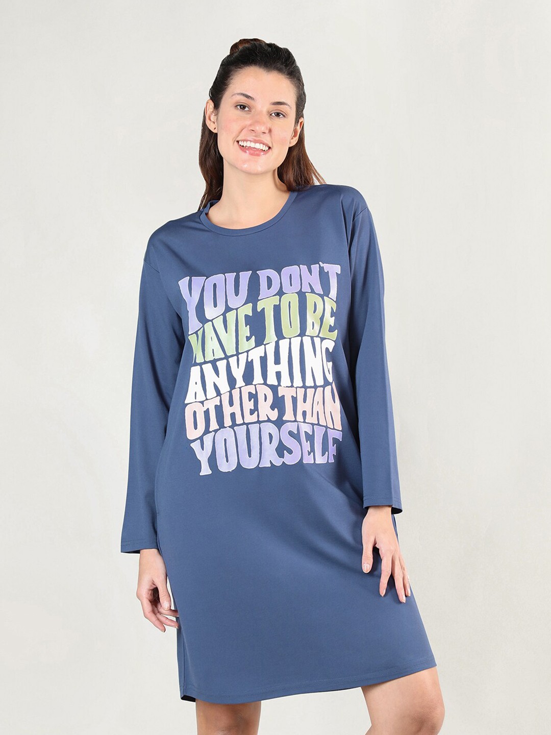 

Organzaa Blue Printed Nightdress
