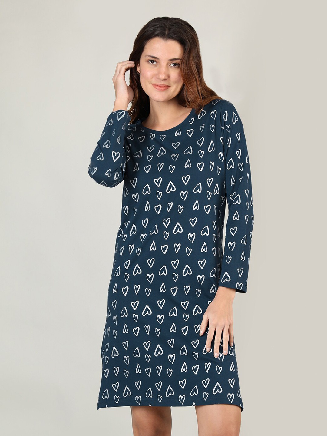 

Organzaa Blue Printed Nightdress