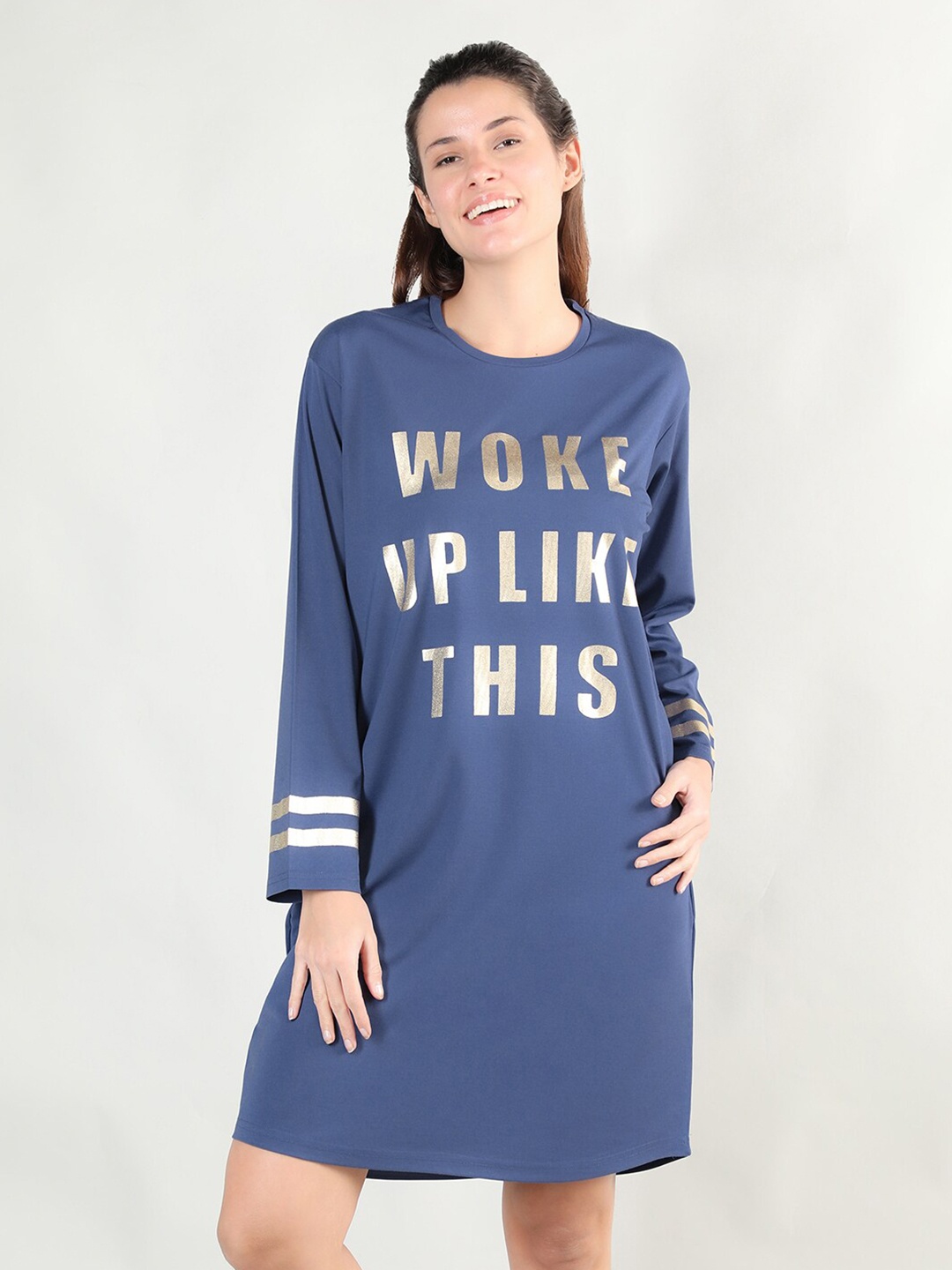 

Organzaa Blue Printed Nightdress