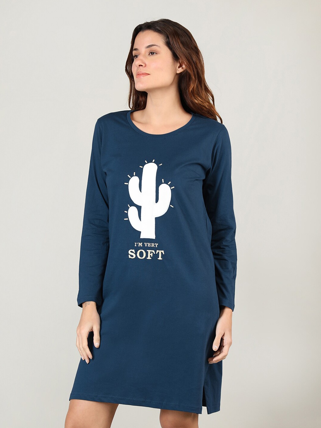 

Organzaa Blue Printed Nightdress