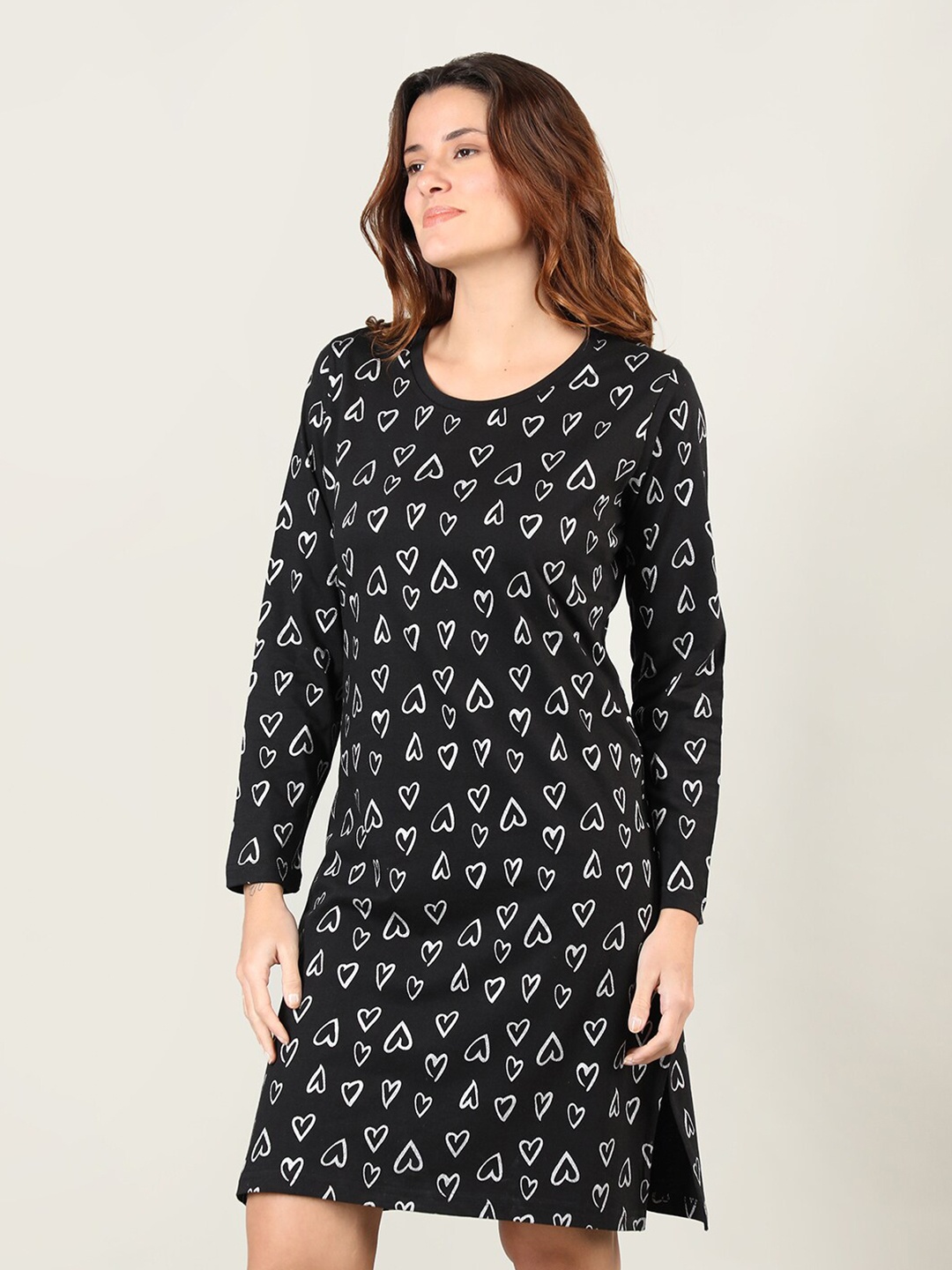 

Organzaa Black Printed Nightdress
