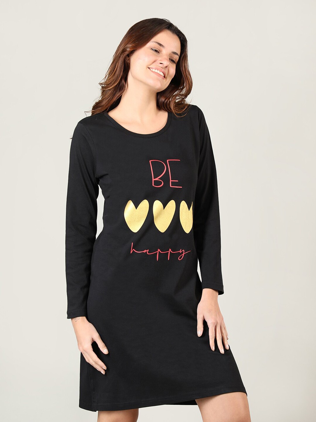 

Organzaa Black Printed Nightdress