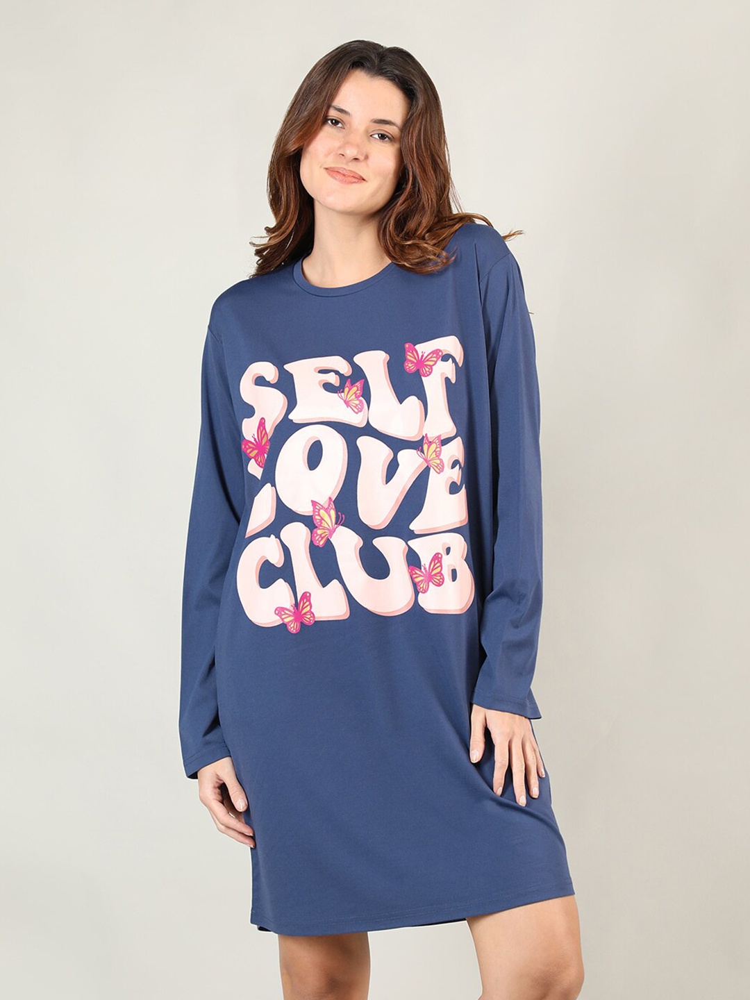 

Organzaa Blue Printed Nightdress