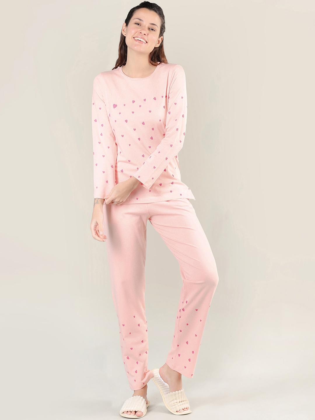 

Organzaa Women Peach-Coloured Printed Night suit