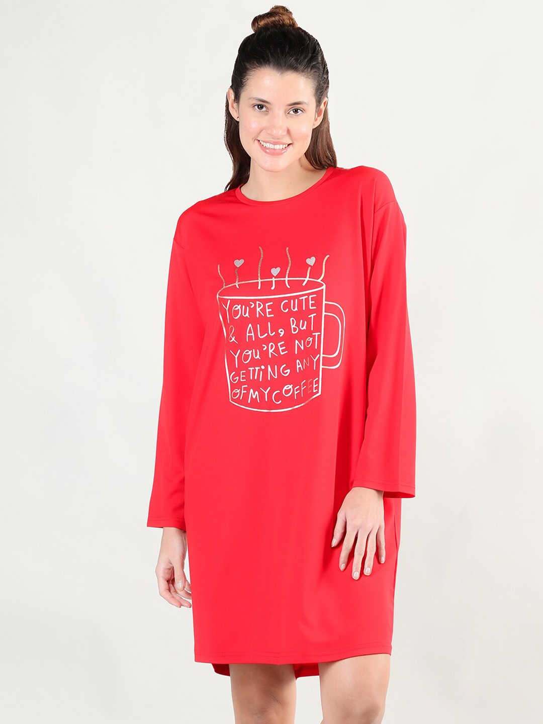 

Organzaa Red Printed Nightdress