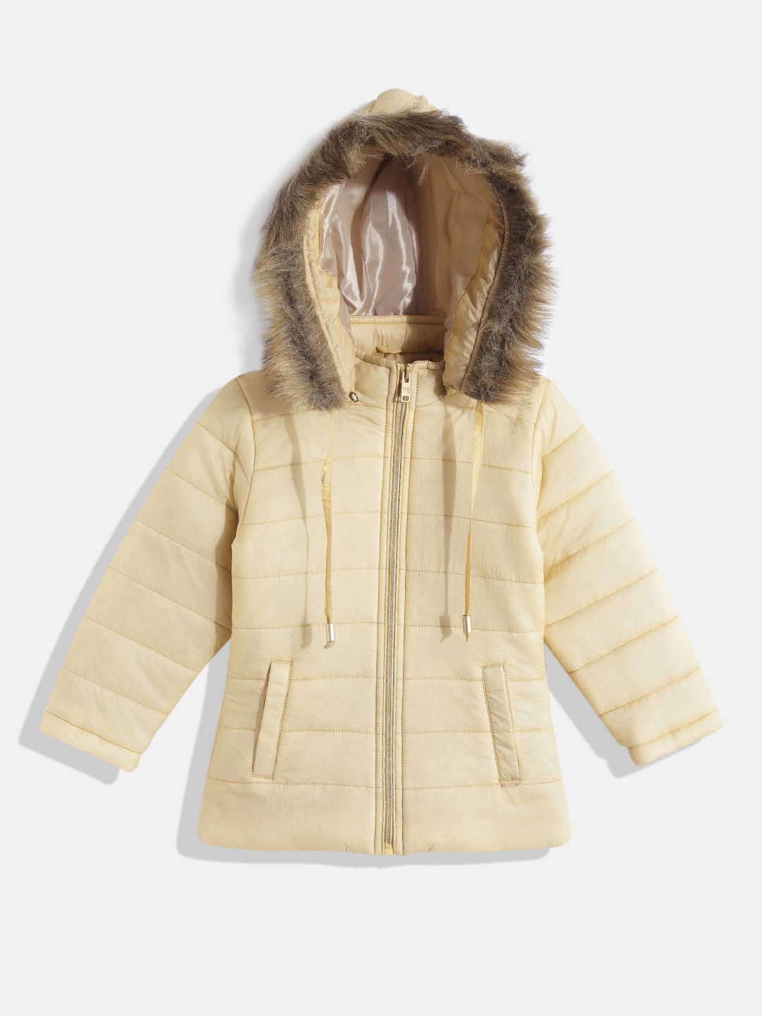 

Okane Girls Beige Solid Hooded Parka Jacket