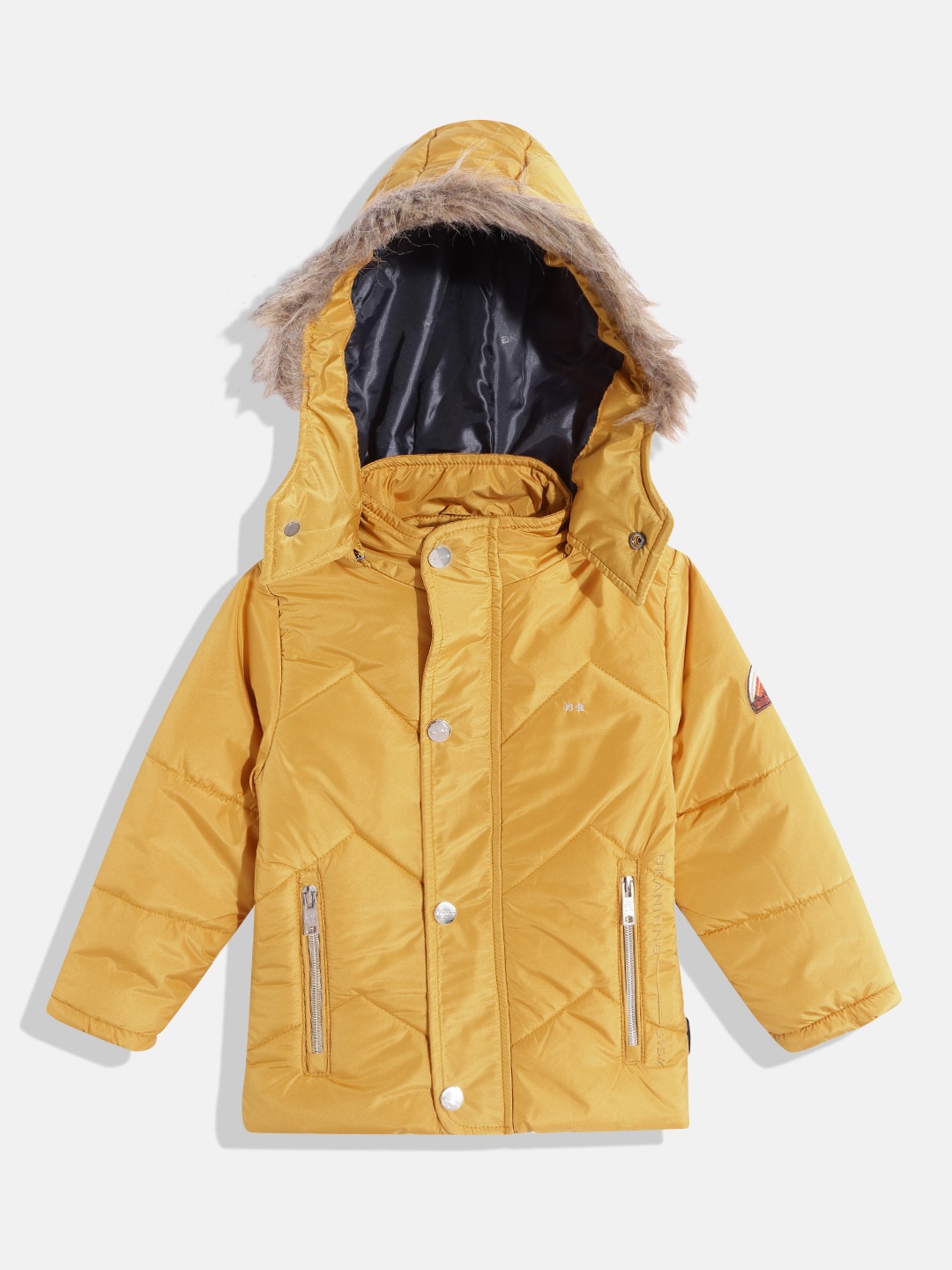 

Okane Boys Mustard Yellow Solid Parka Jacket