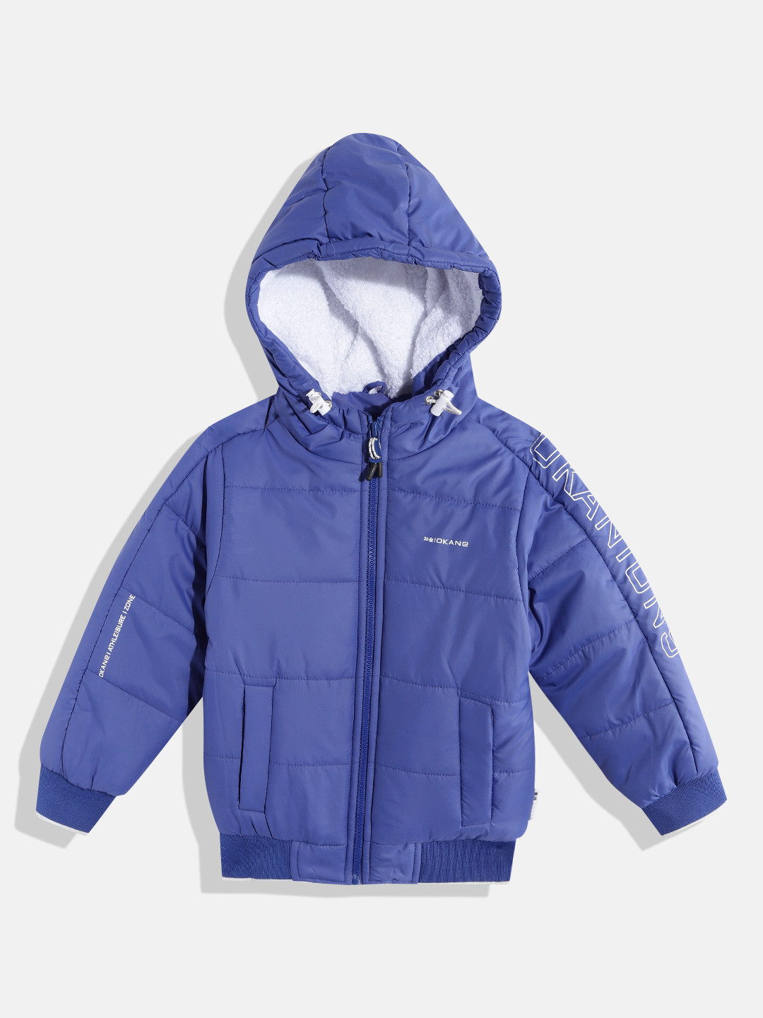 

Okane Boys Blue Solid Hooded Bomber Jacket