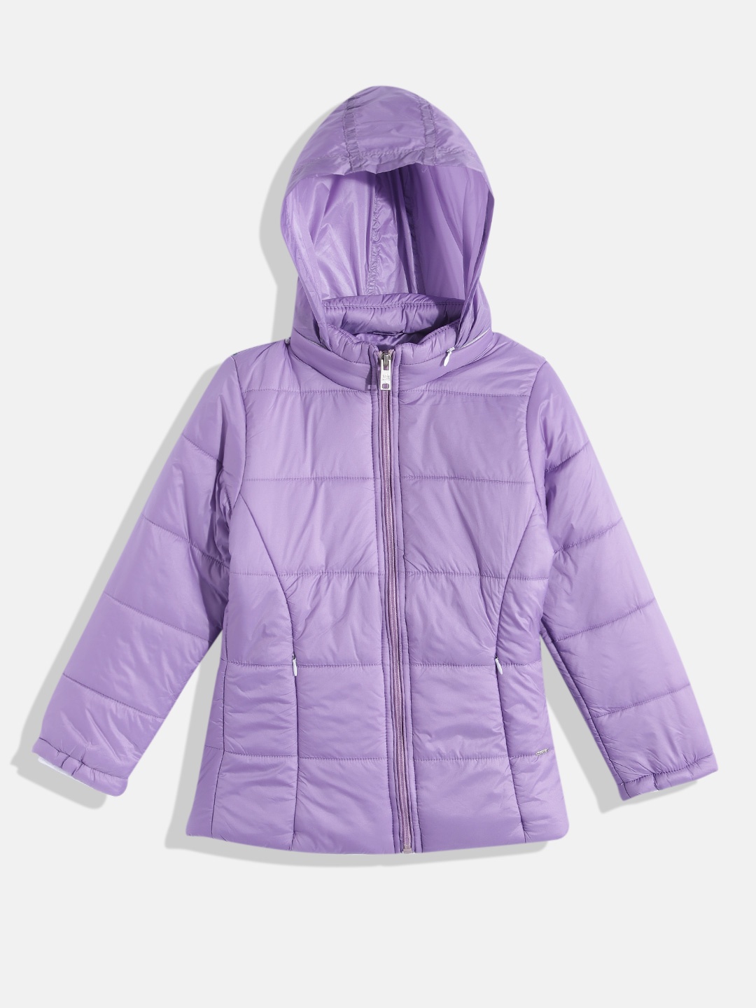 

Okane Girls Purple Solid Mock Collar Padded Jacket