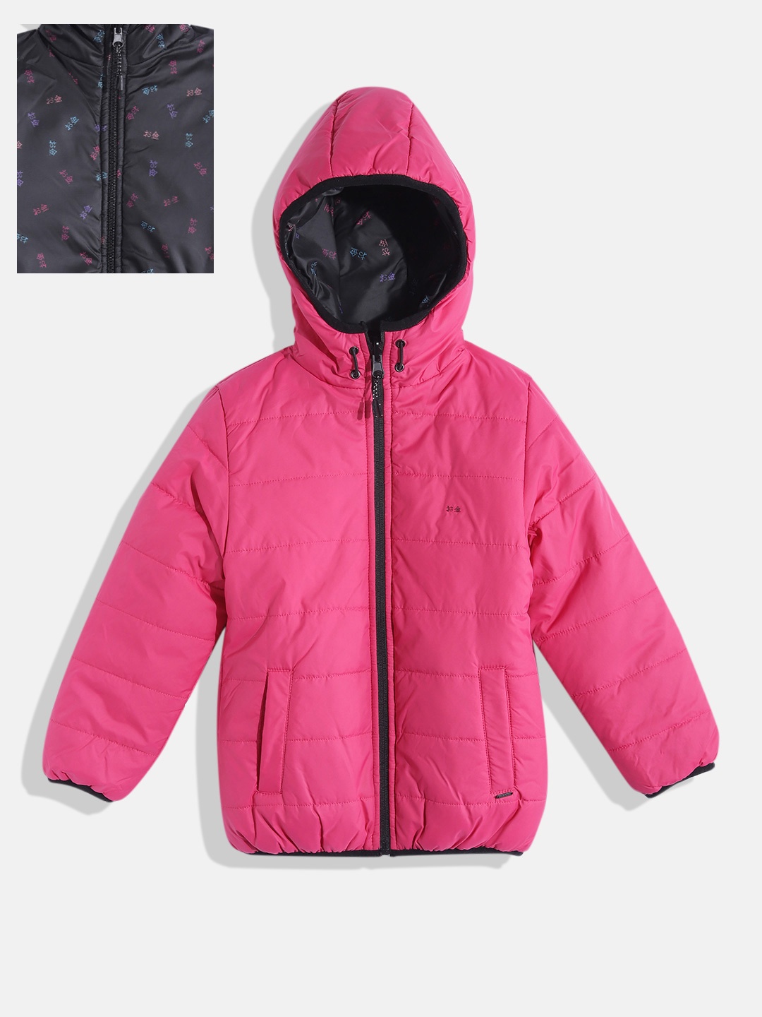 

Okane Girls Fuchsia Pink & Black Hooded Padded Jacket