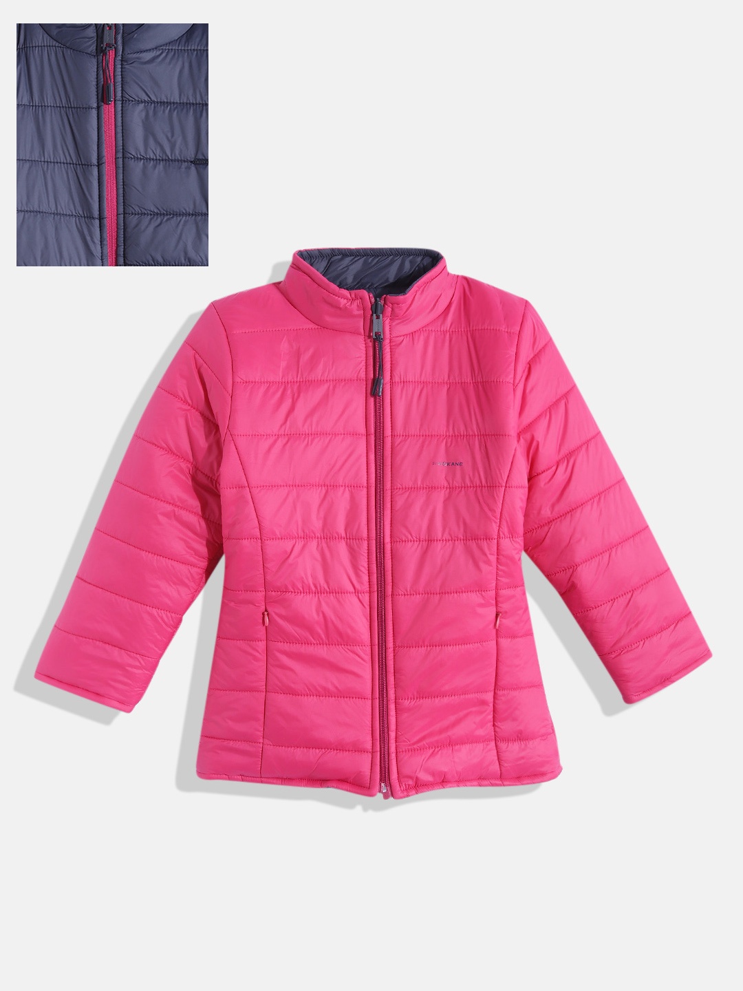 

Okane Girls Fuchsia Pink & Navy Blue Reversible Padded Jacket