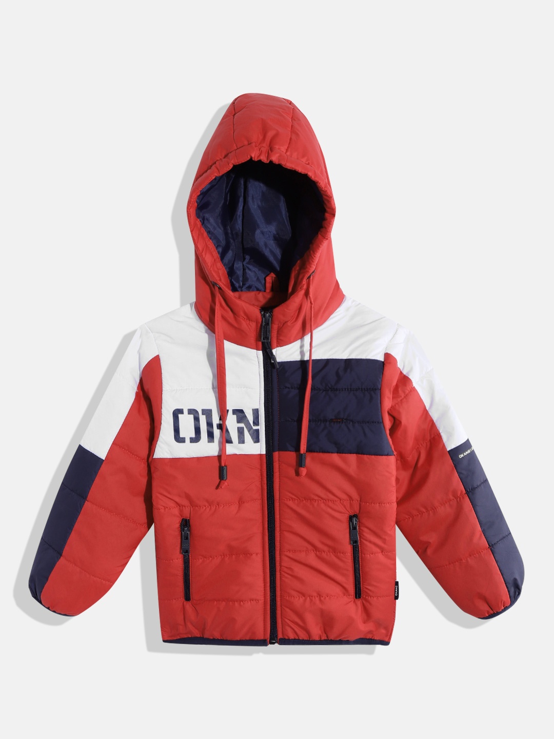 

Okane Boys Orange & White Colourblocked Padded Jacket