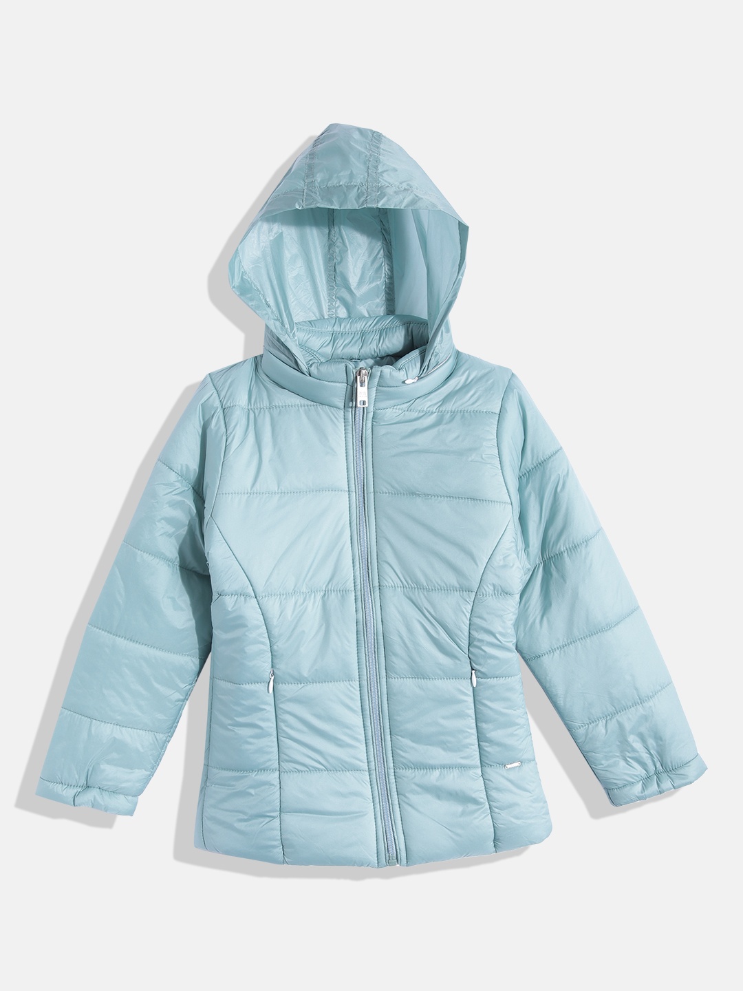 

Okane Girls Blue Solid Mock Collar Padded Jacket